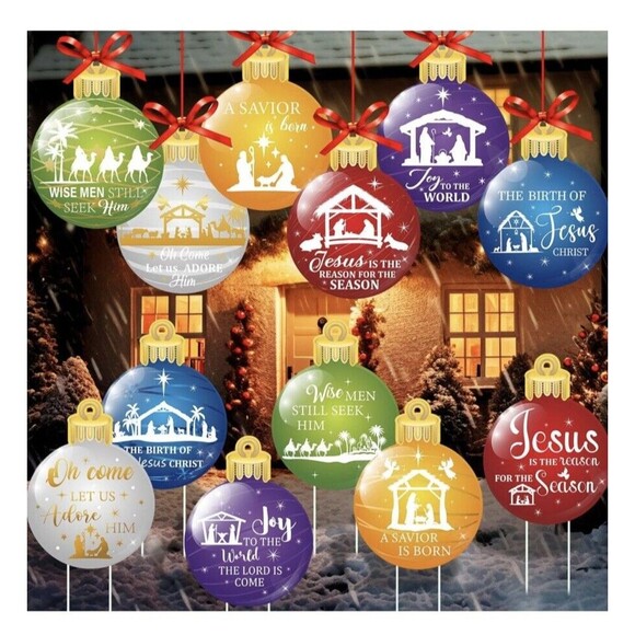 BALL Other - 12 Pcs Christmas Ball Waterproof Yard Signs 12 x 16 Inch NEW!!